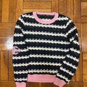 Chanel Cashmere Striped Jumper Sweater Pullover size 38 Size Medium